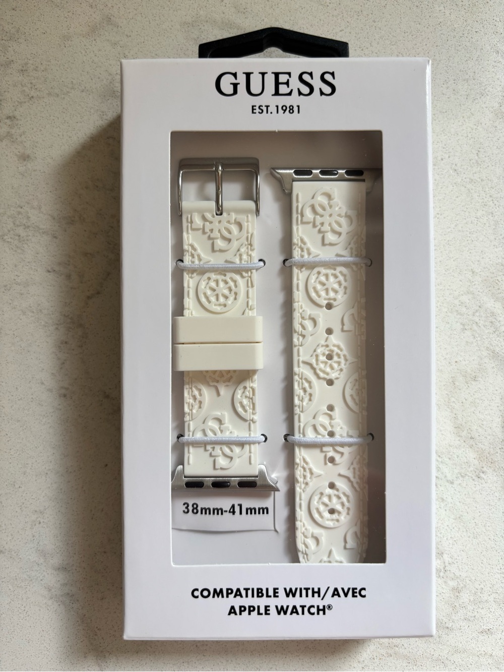 GUESS White Apple Watch Compatible Band - White 38mm - 41mm
